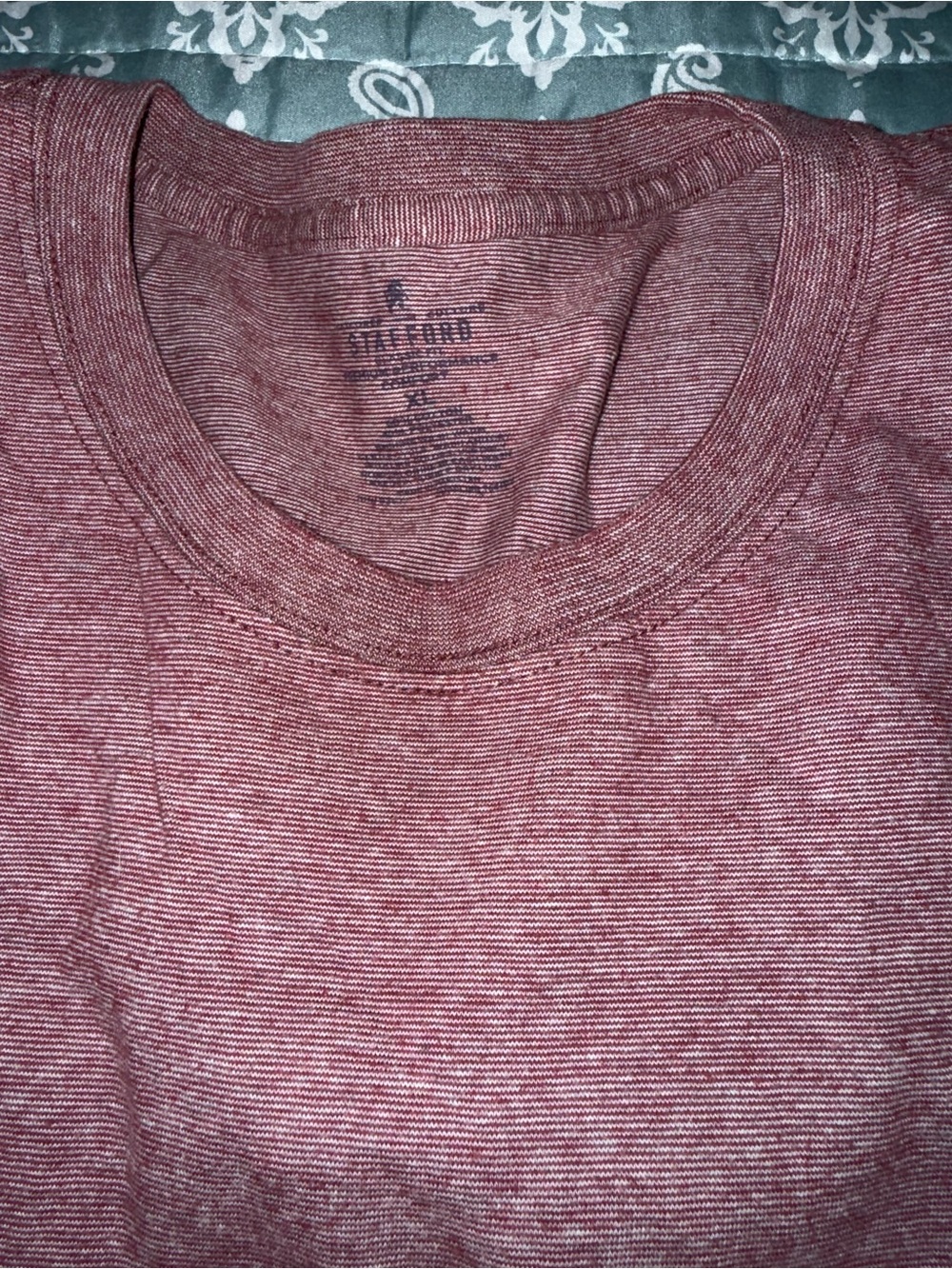 Stafford Men's Short Sleeve Crewneck Tee - Maroon Heather